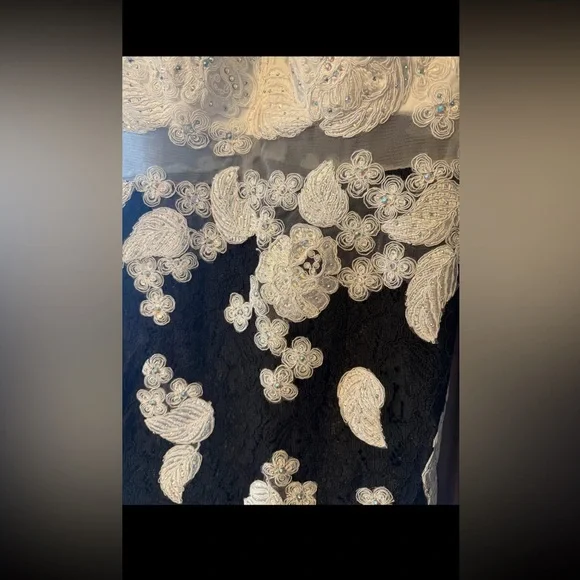 Elegant Lace Black and White Dress - Picture 3 of 6